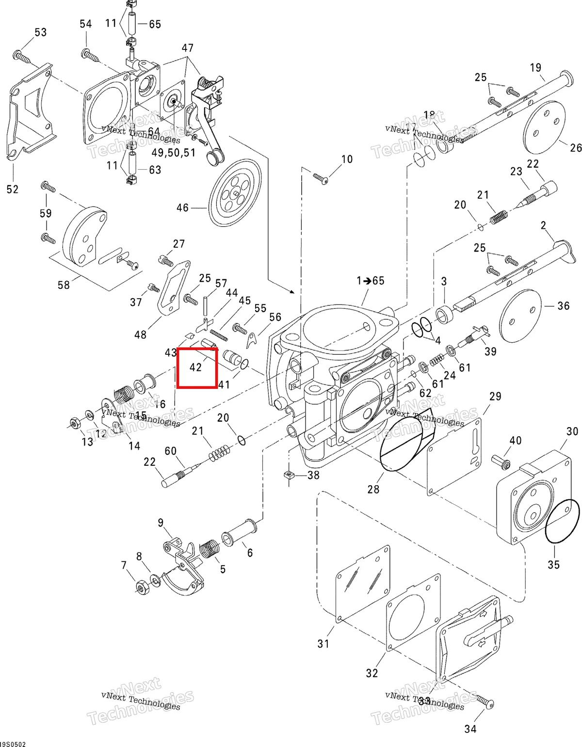 Деталь 270500208 на схеме узла 2005 Sea-Doo GTI Carburetor