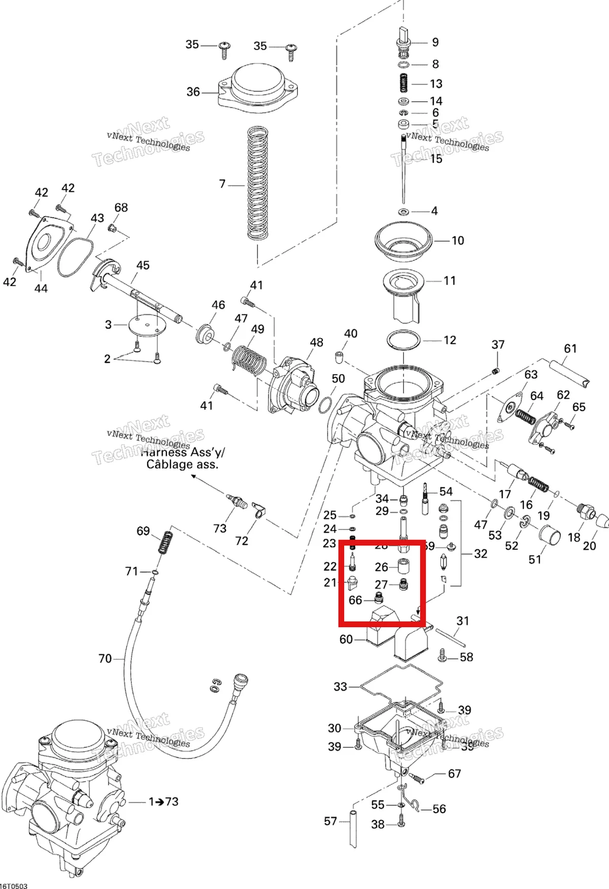 Деталь 270500210 на схеме узла 2005 Can-Am Traxter XL Carburetor