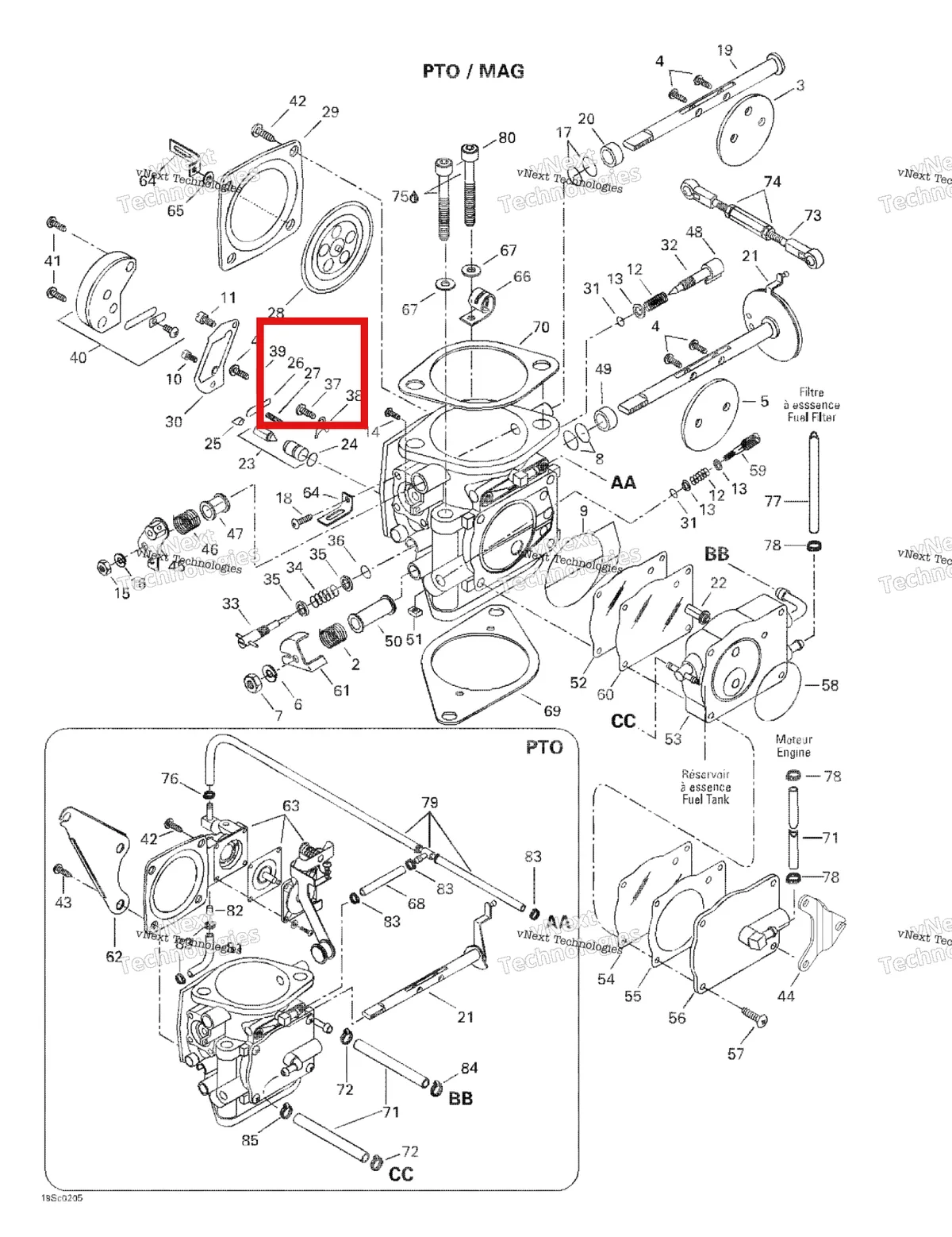 Деталь 270500313 на схеме узла 2002 Sea-Doo GTX, 5587/5588 Carburetors