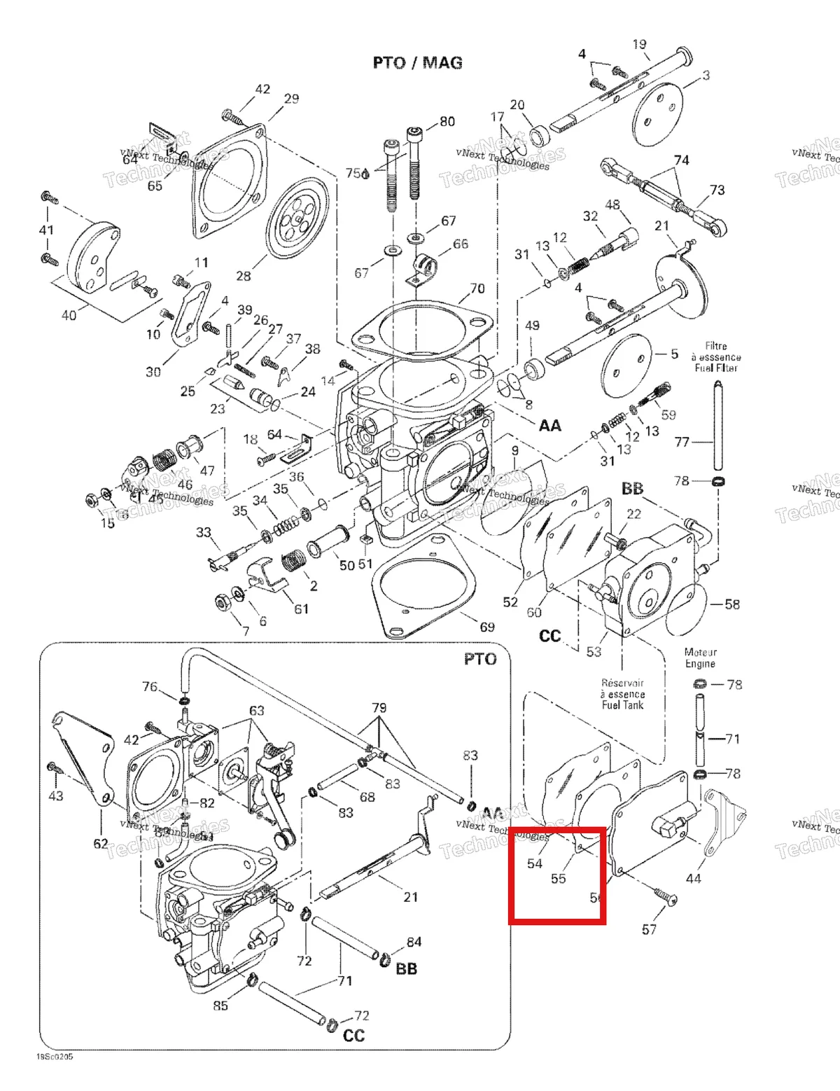 Деталь 270500365 на схеме узла 2002 Sea-Doo GTX, 5587/5588 Carburetors