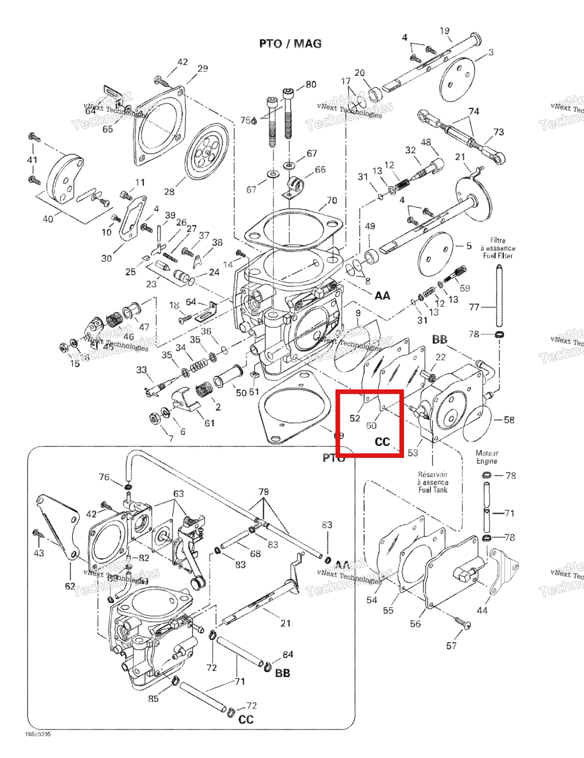 Деталь 270500368 на схеме узла 2002 Sea-Doo GTX, 5587/5588 Carburetors