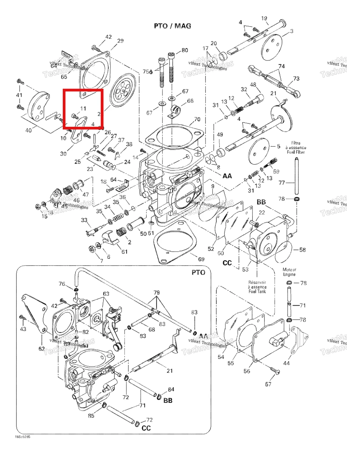 Деталь 270500371 на схеме узла 2002 Sea-Doo GTX, 5587/5588 Carburetors
