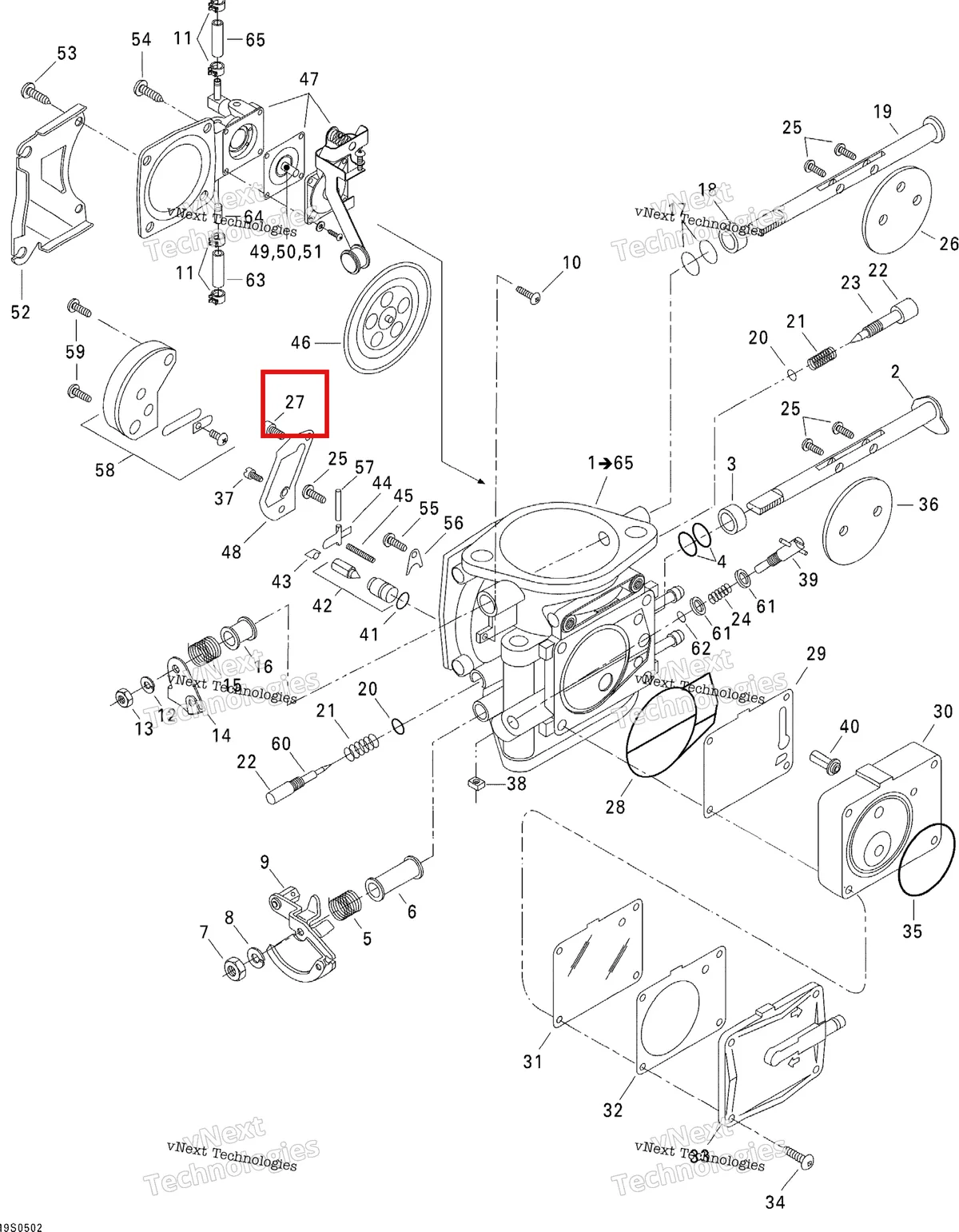 Деталь 270500392 на схеме узла 2005 Sea-Doo GTI Carburetor