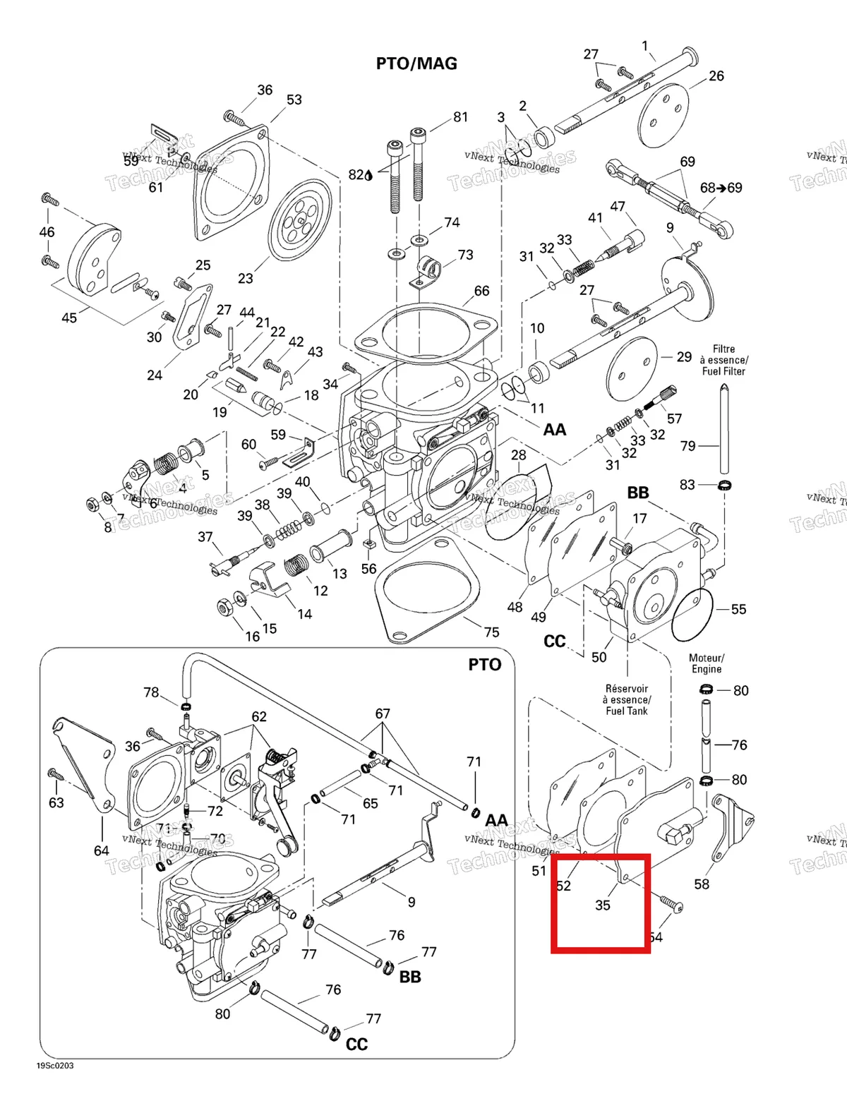 Деталь 270500409 на схеме узла 2002 Sea-Doo RX, 5579/5580/5581/5582 Carburetors