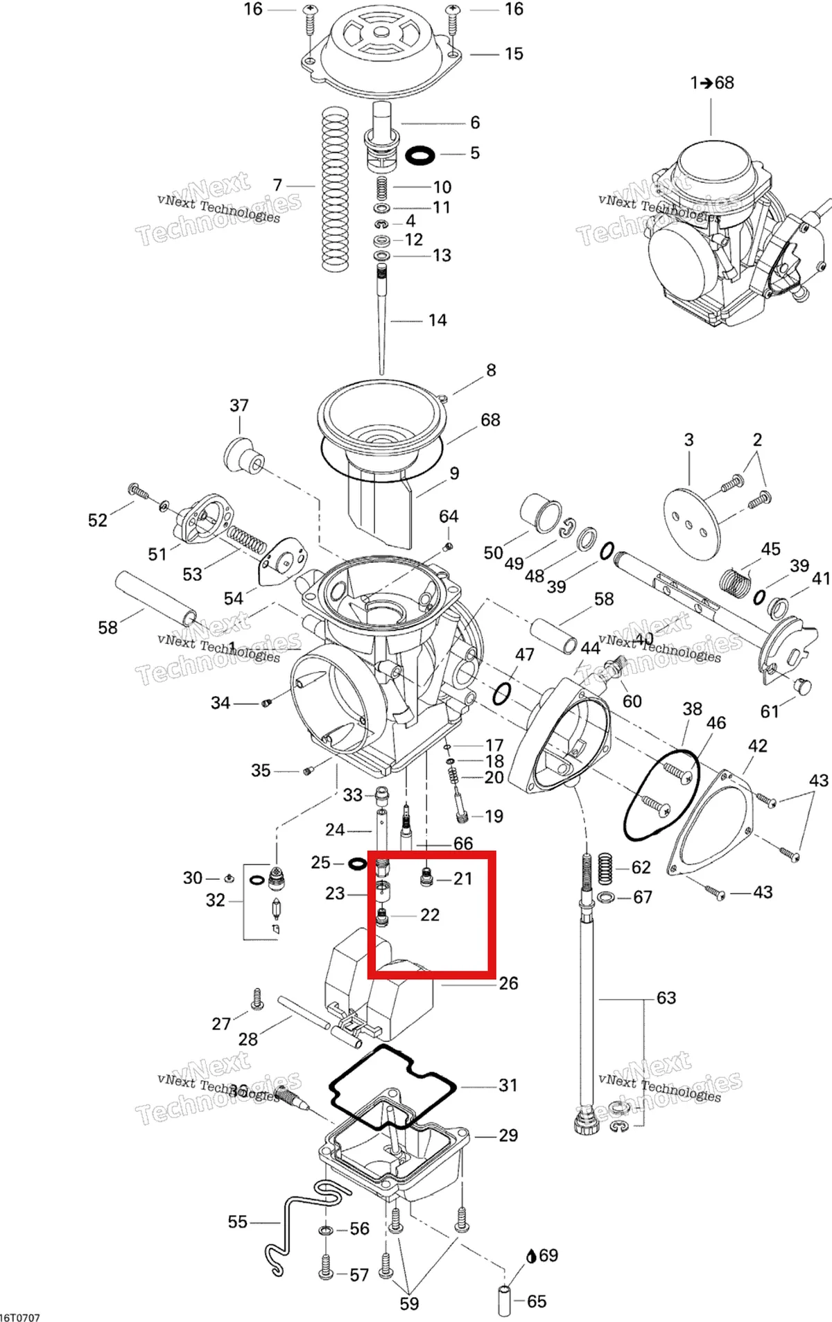 Деталь 270500411 на схеме узла 2007 Can-Am DS 650 X Carburetor