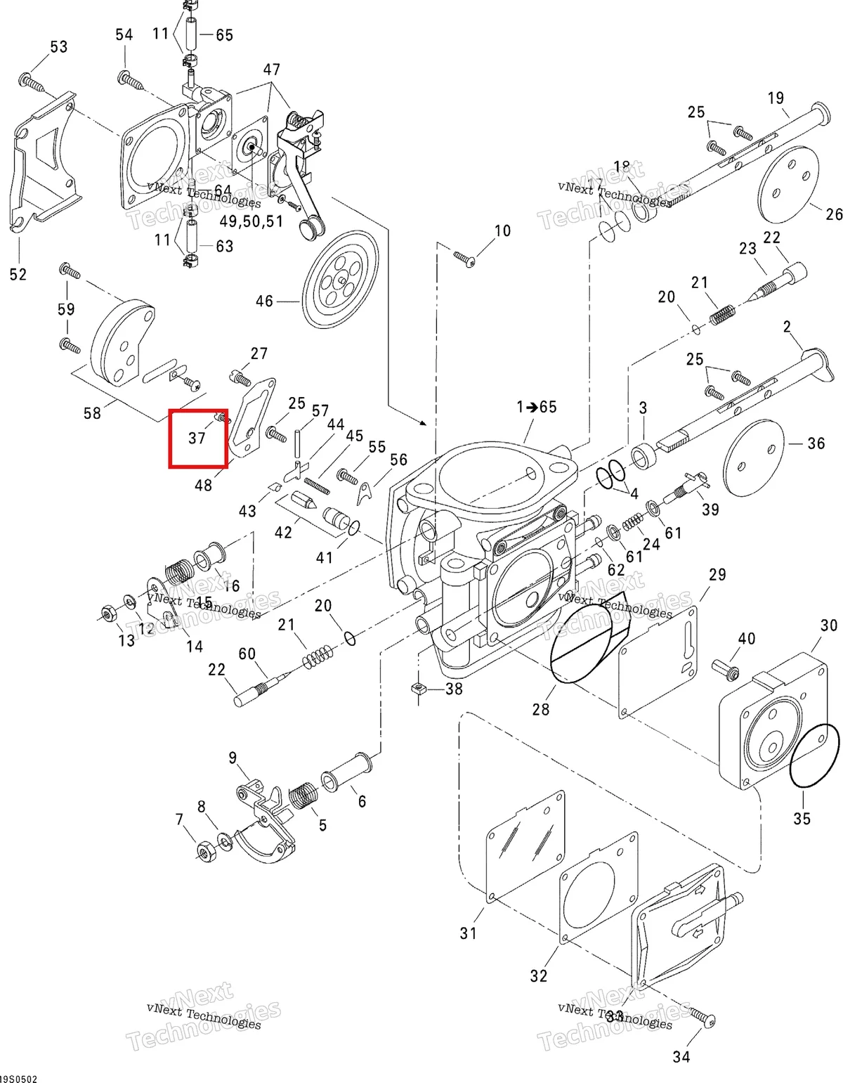 Деталь 270500427 на схеме узла 2005 Sea-Doo GTI Carburetor
