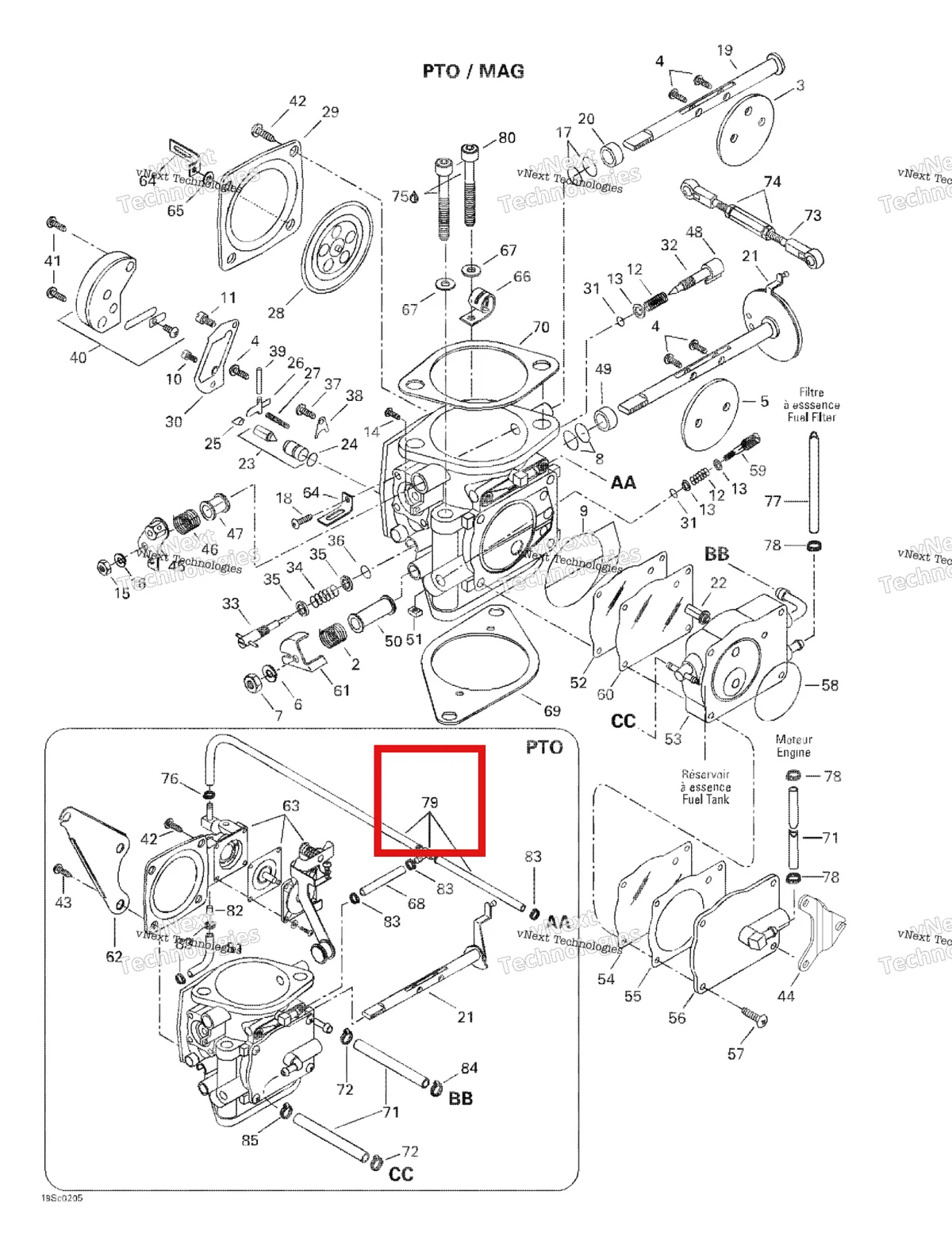 Деталь 270500441 на схеме узла 2002 Sea-Doo GTX, 5587/5588 Carburetors