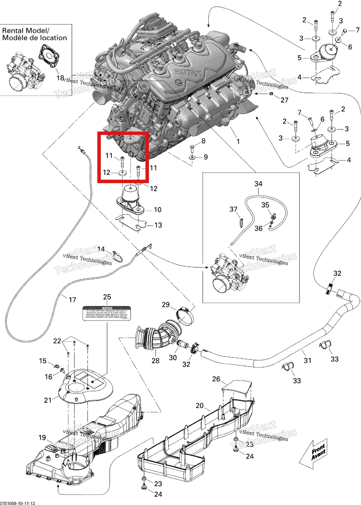 Деталь 270500448 на схеме узла 2010 Sea-Doo GTI 130 and Rental Engine