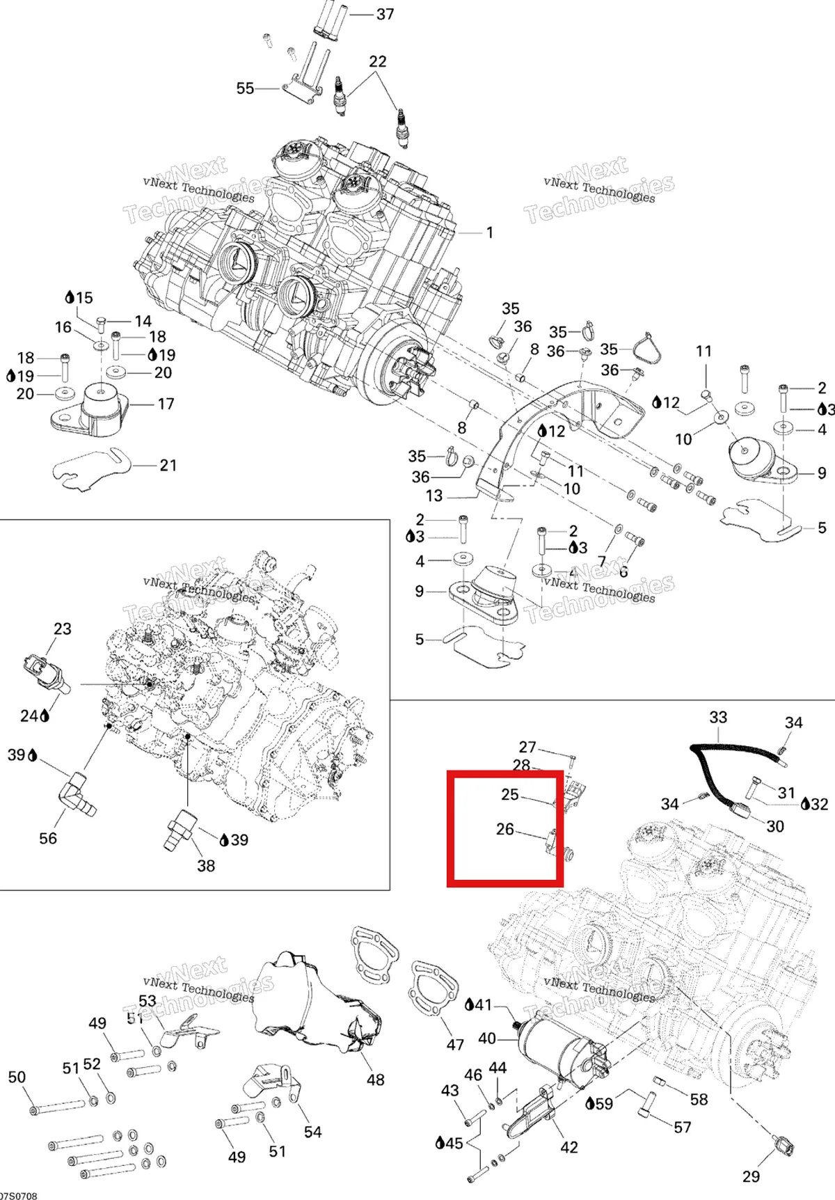 Деталь 270600019 на схеме узла 2007 Sea-Doo 3D 947 DI Engine