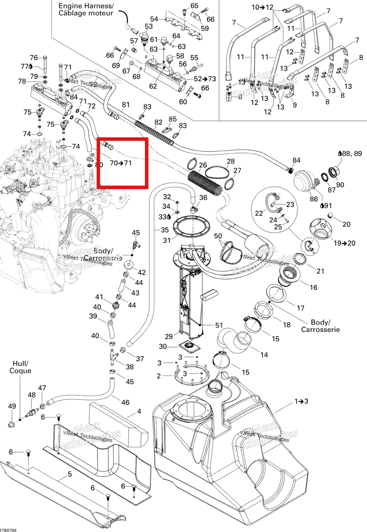 Деталь 270600022 на схеме узла 2007 Sea-Doo 3D 947 DI Fuel System