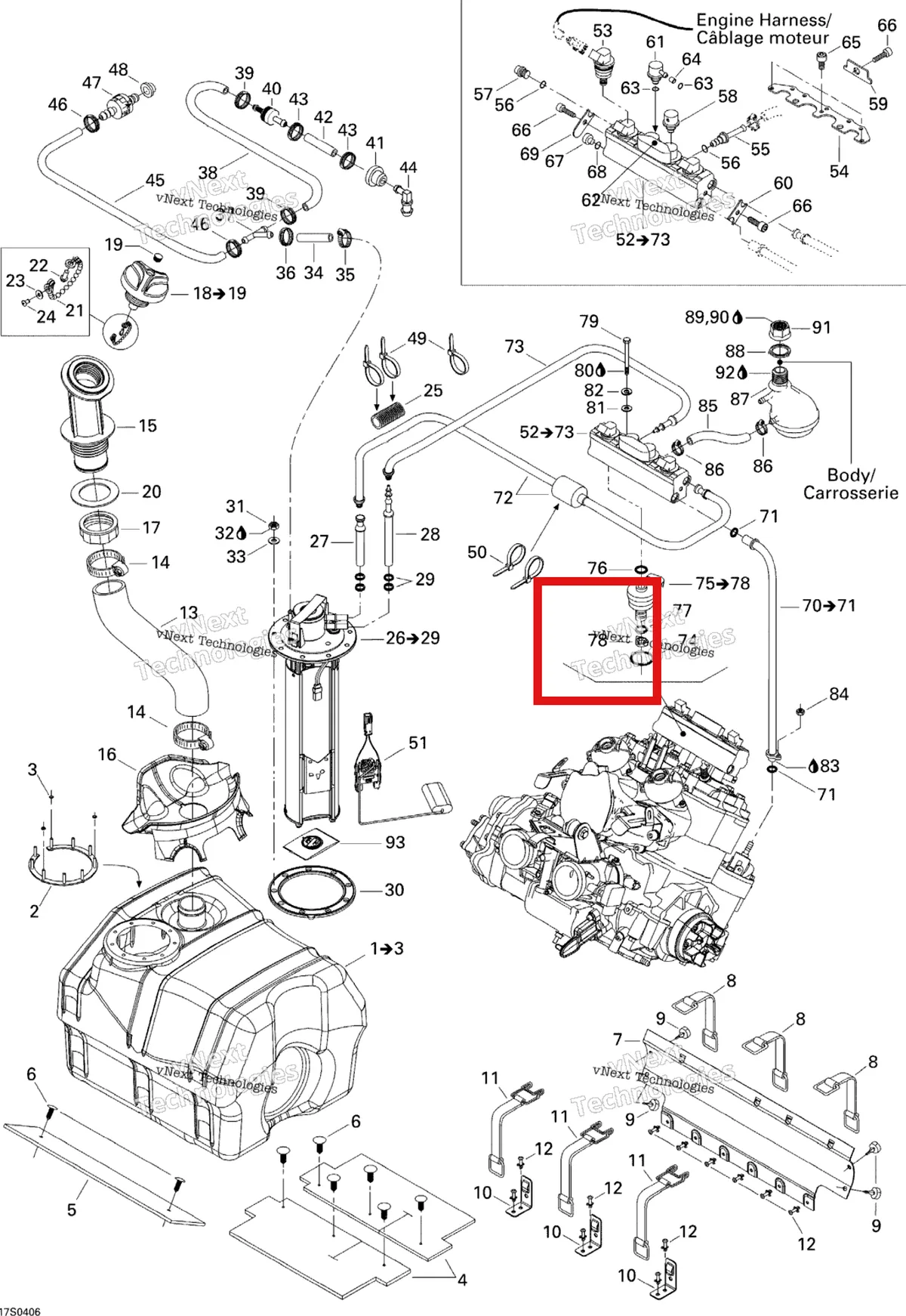Деталь 270600030 на схеме узла 2004 Sea-Doo XP DI Fuel System