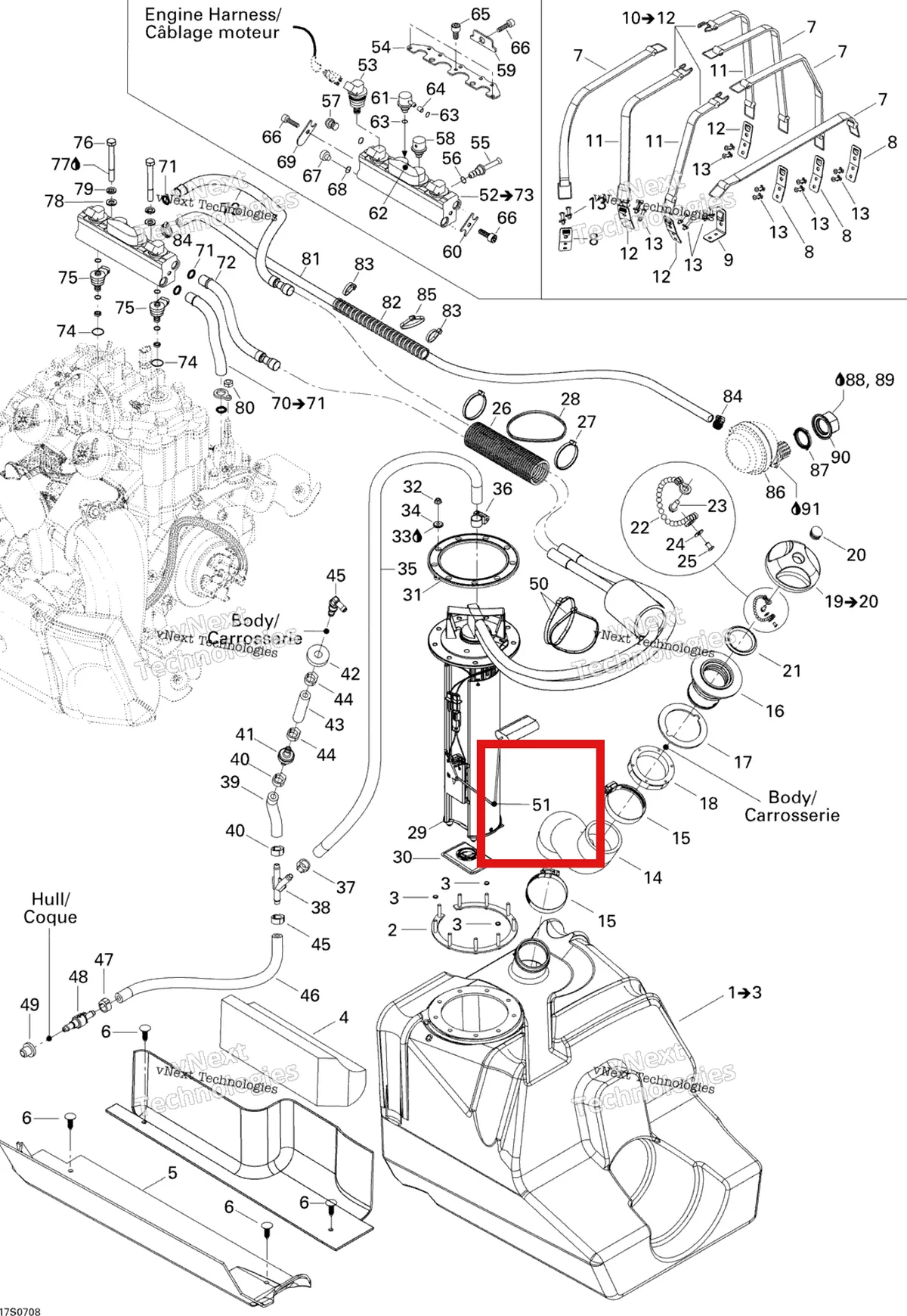 Деталь 270600051 на схеме узла 2007 Sea-Doo 3D 947 DI Fuel System