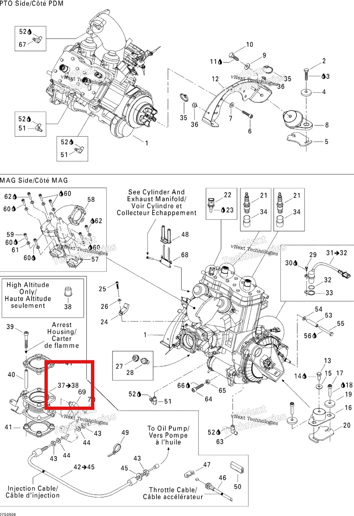 Деталь 270600092 на схеме узла 2005 Sea-Doo 3D RFI Engine
