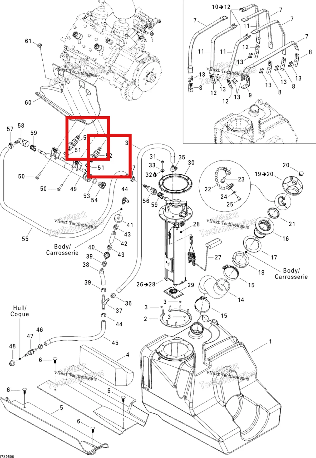 Деталь 270600095 на схеме узла 2005 Sea-Doo 3D RFI Fuel System