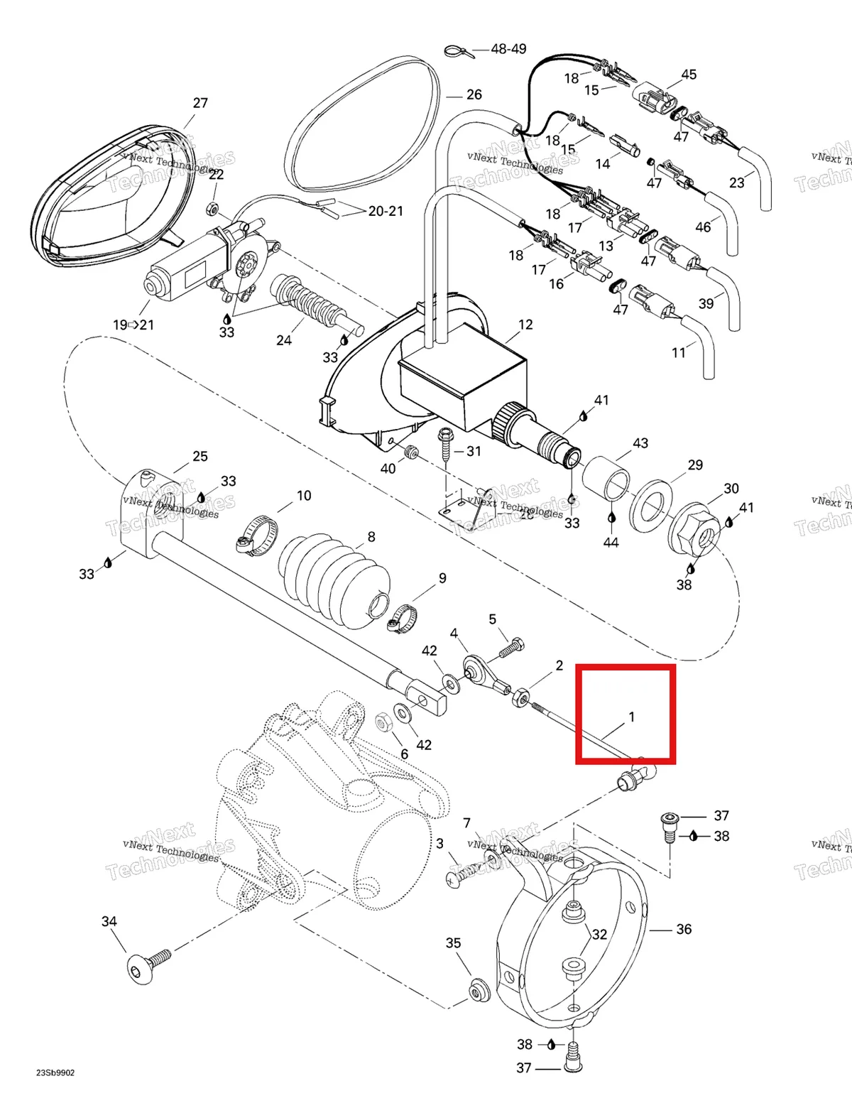 Деталь 271000555 на схеме узла 1999 Sea-Doo SPX, 5636/5828 Electric Trim