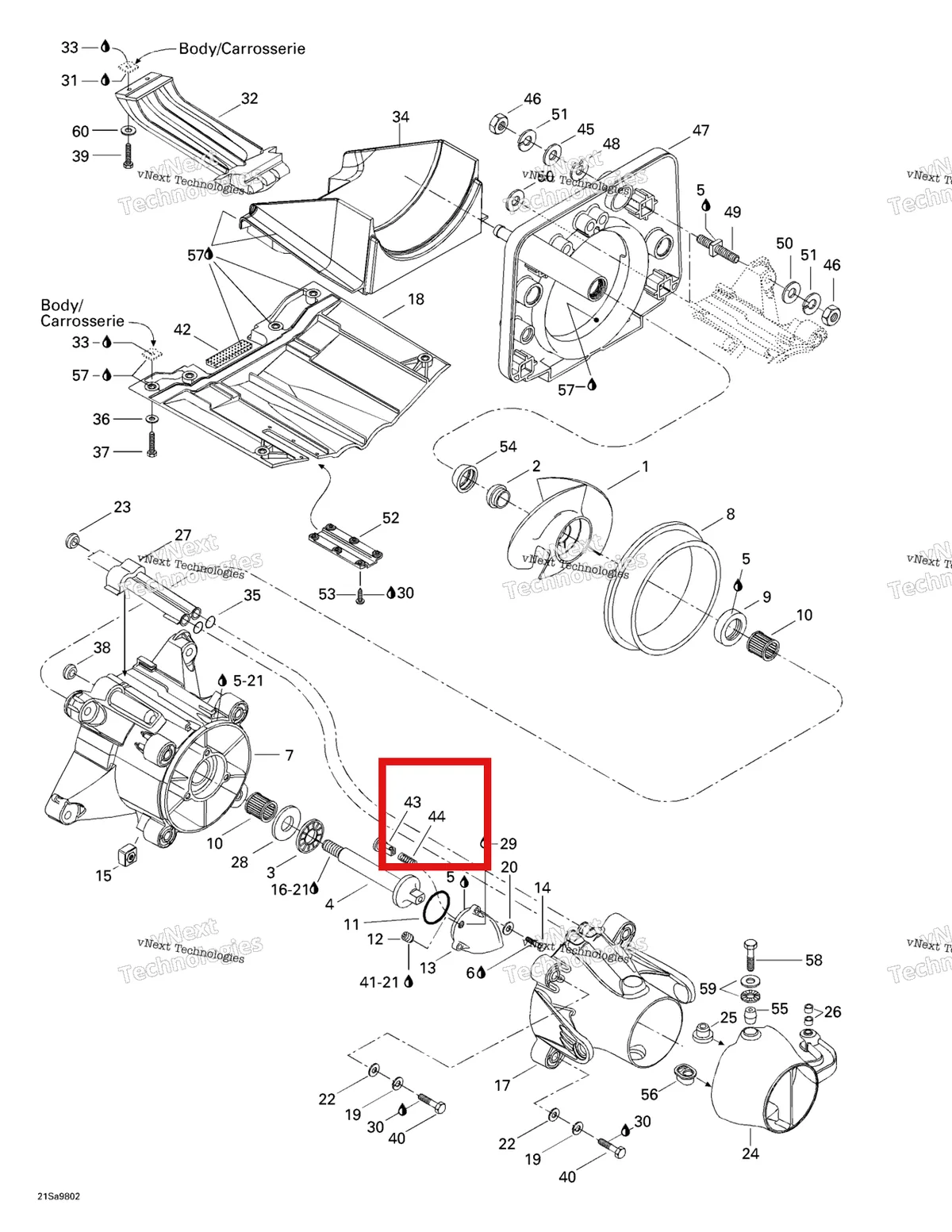 Деталь 271000704 на схеме узла 1998 Sea-Doo GS, 5626/5844 Propulsion System