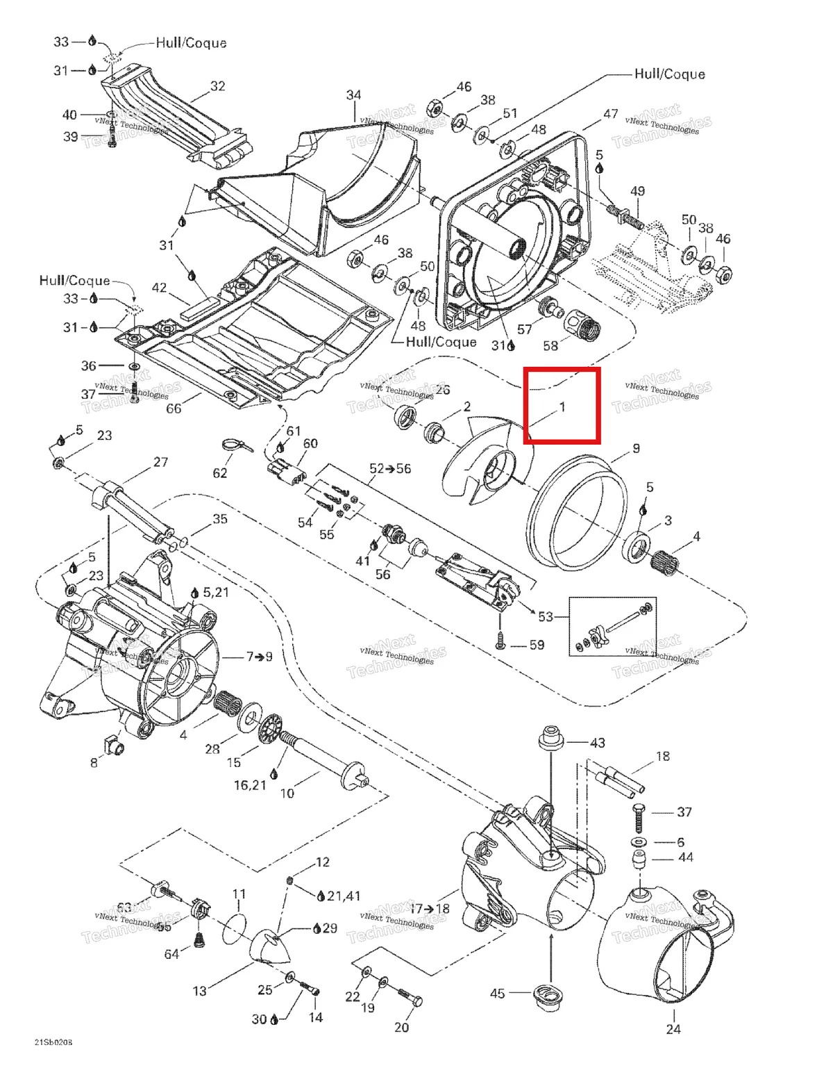 Деталь 271001024 на схеме узла 2002 Sea-Doo GTX RFI, 5566/5565 Propulsion System