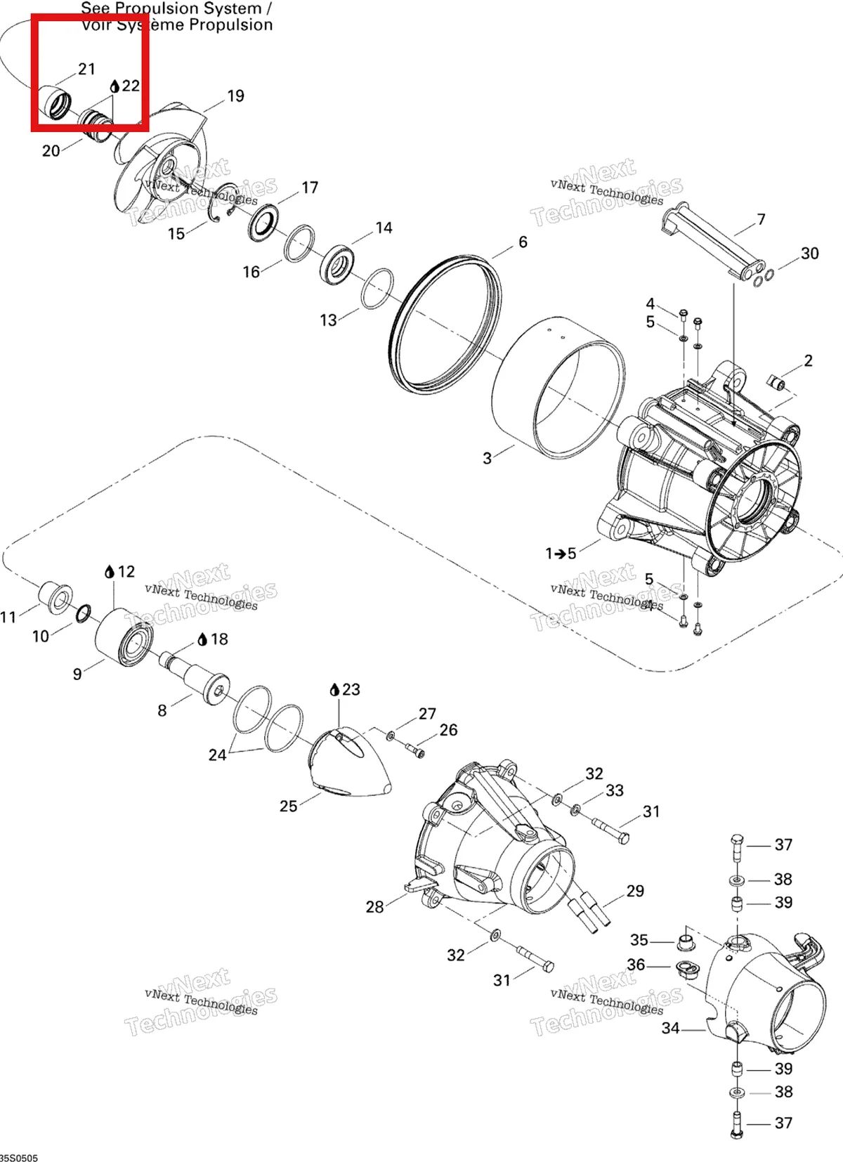 Деталь 271001153 на схеме узла 2005 Sea-Doo GTX 4-TEC, STD Pump
