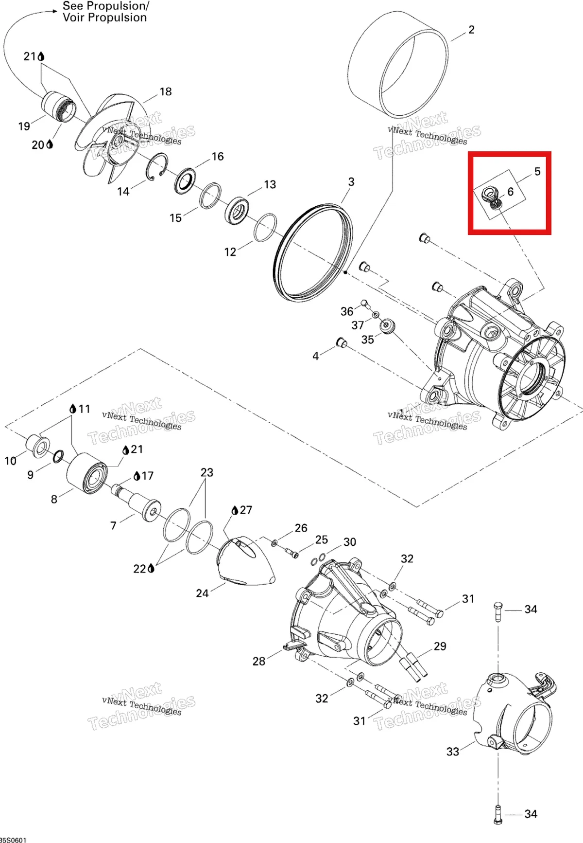 Деталь 271001235 на схеме узла 2006 Sea-Doo RXP Pump