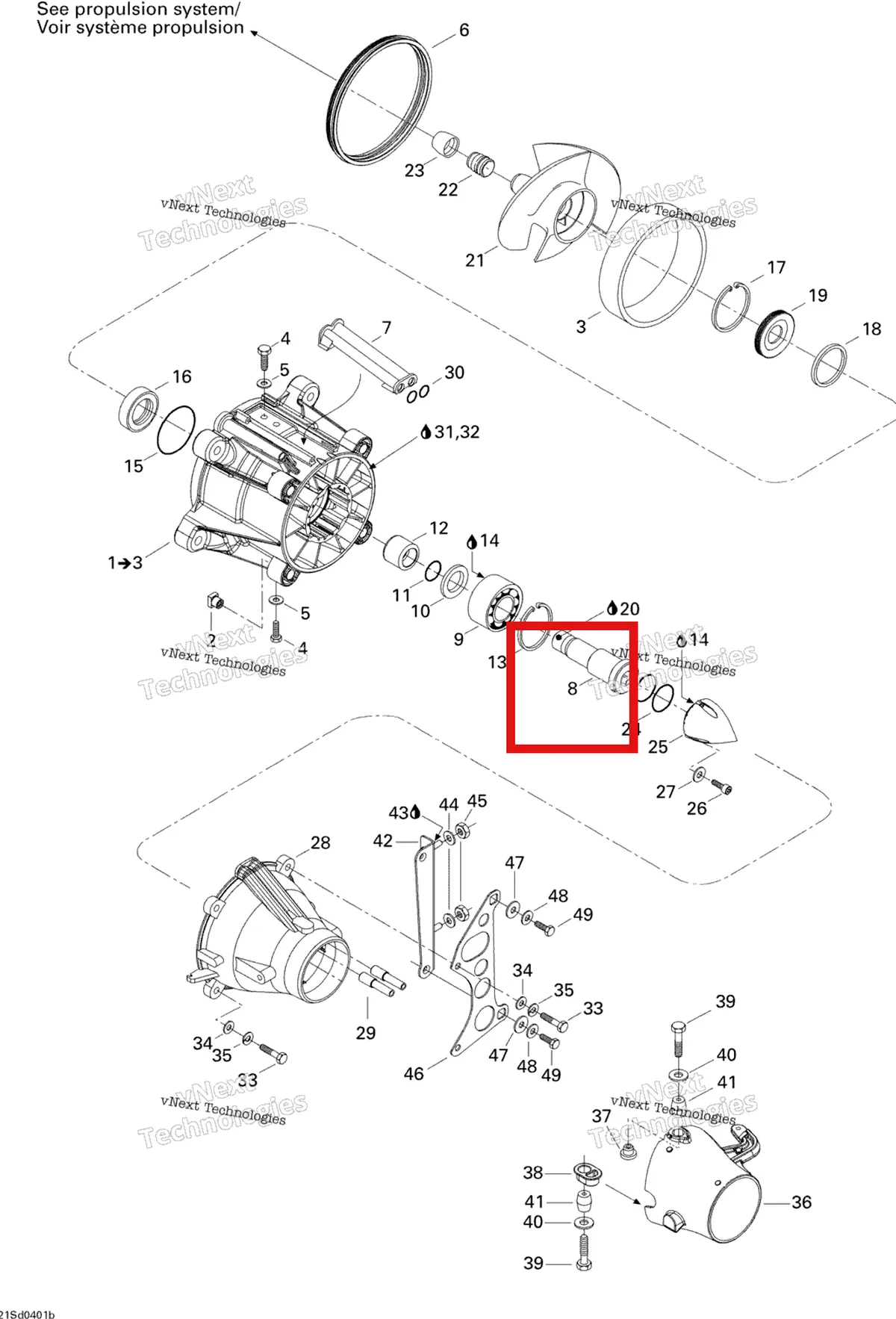 Деталь 271001263 на схеме узла 2004 Sea-Doo GTX 4-TEC, Special Supercharged Pump System
