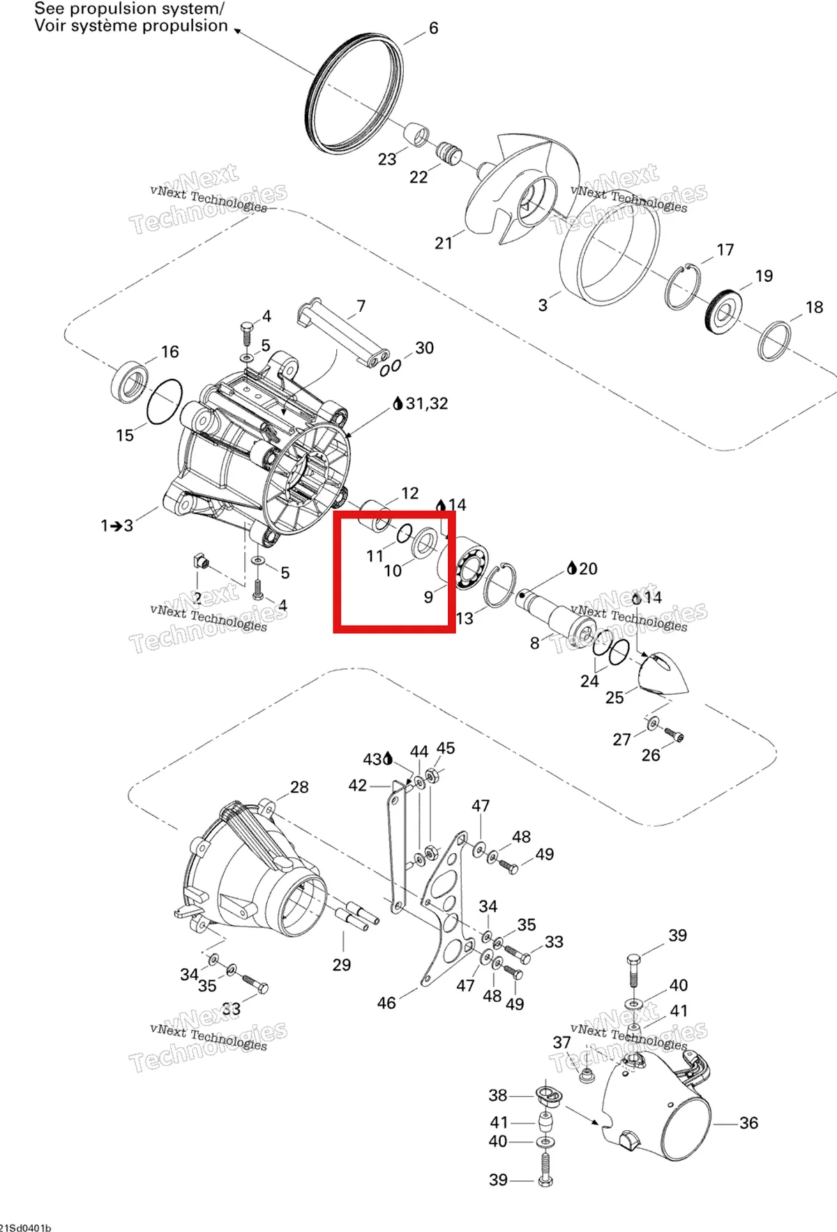 Деталь 271001264 на схеме узла 2004 Sea-Doo GTX 4-TEC, Special Supercharged Pump System