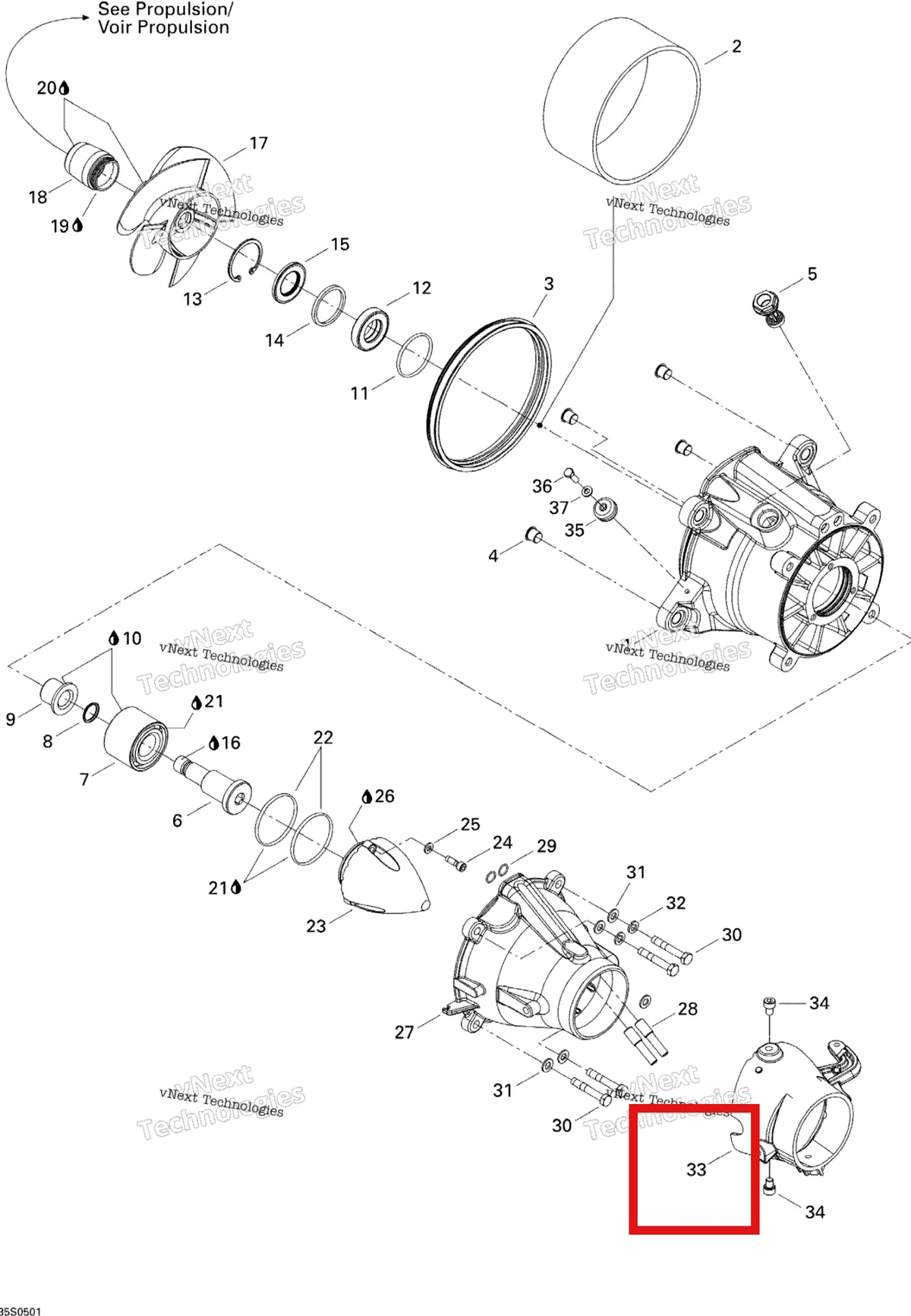 Деталь 271001395 на схеме узла 2005 Sea-Doo RXP Pump