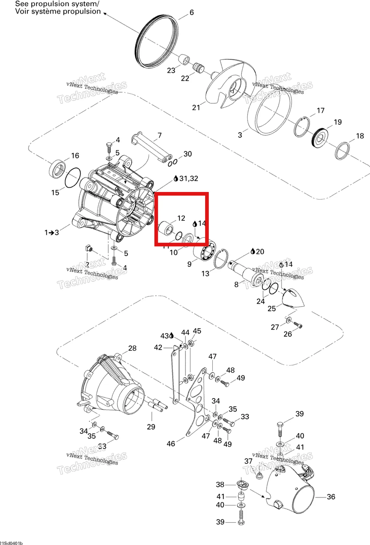 Деталь 271001406 на схеме узла 2004 Sea-Doo GTX 4-TEC, Special Supercharged Pump System