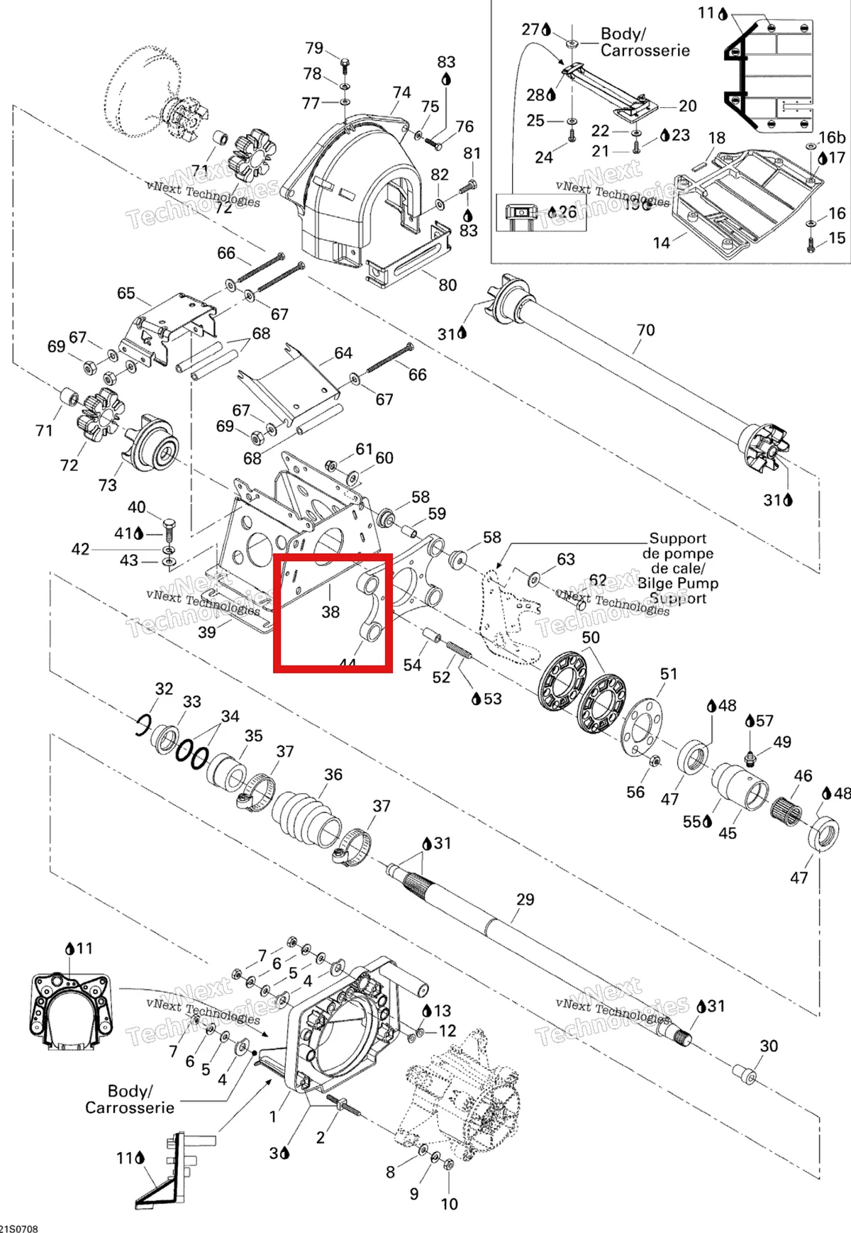 Деталь 271001457 на схеме узла 2007 Sea-Doo 3D 947 DI Propulsion