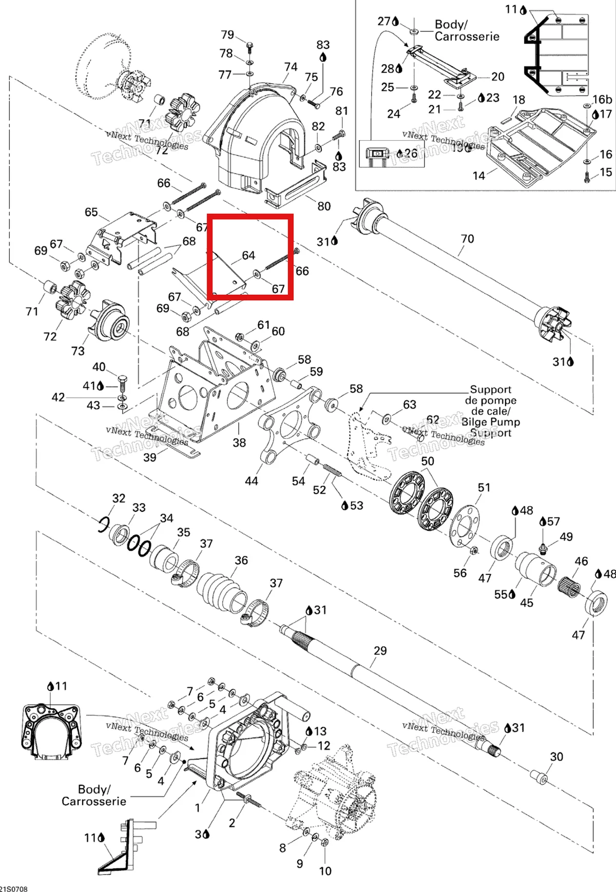 Деталь 271001458 на схеме узла 2007 Sea-Doo 3D 947 DI Propulsion