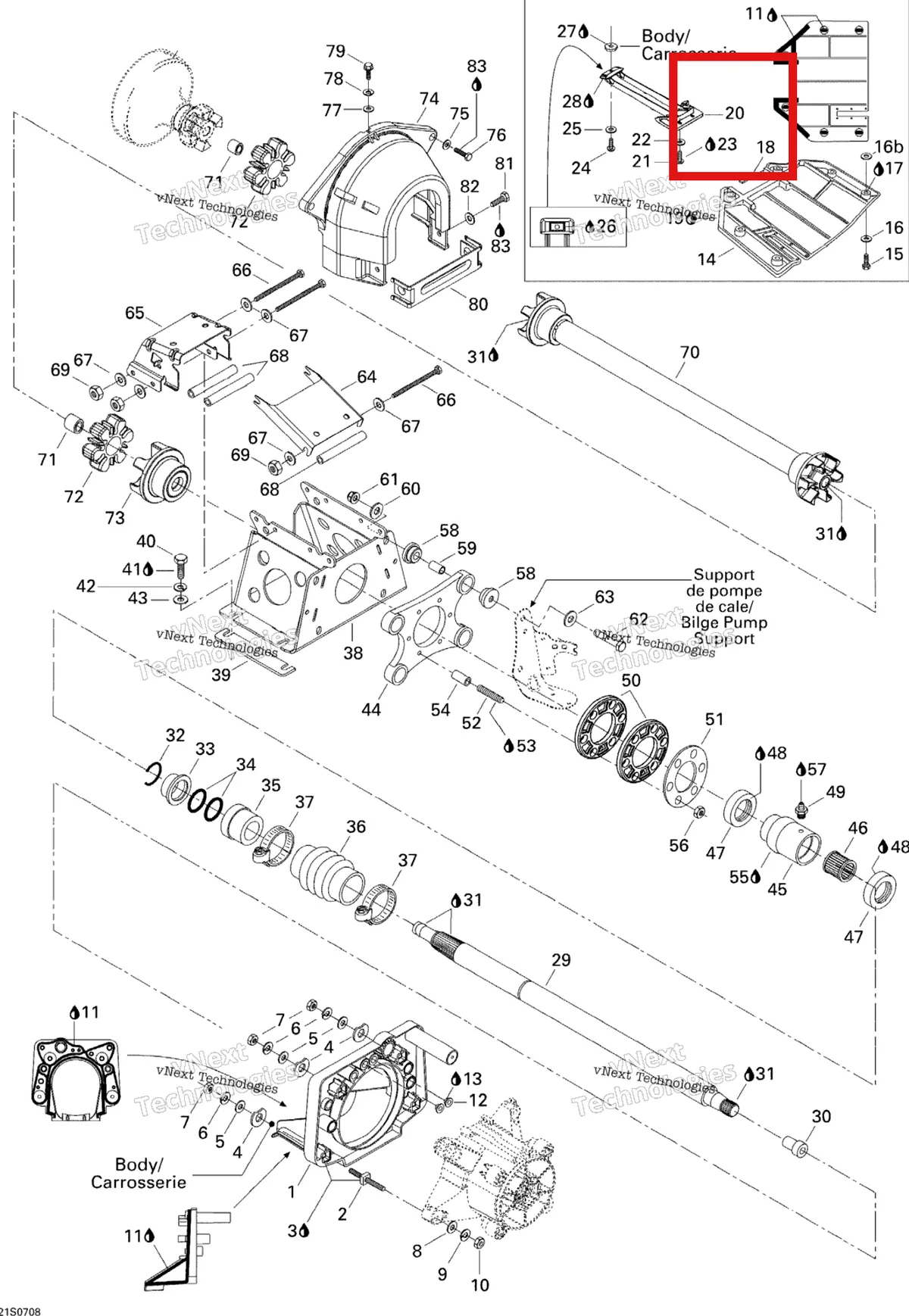 Деталь 271001525 на схеме узла 2007 Sea-Doo 3D 947 DI Propulsion