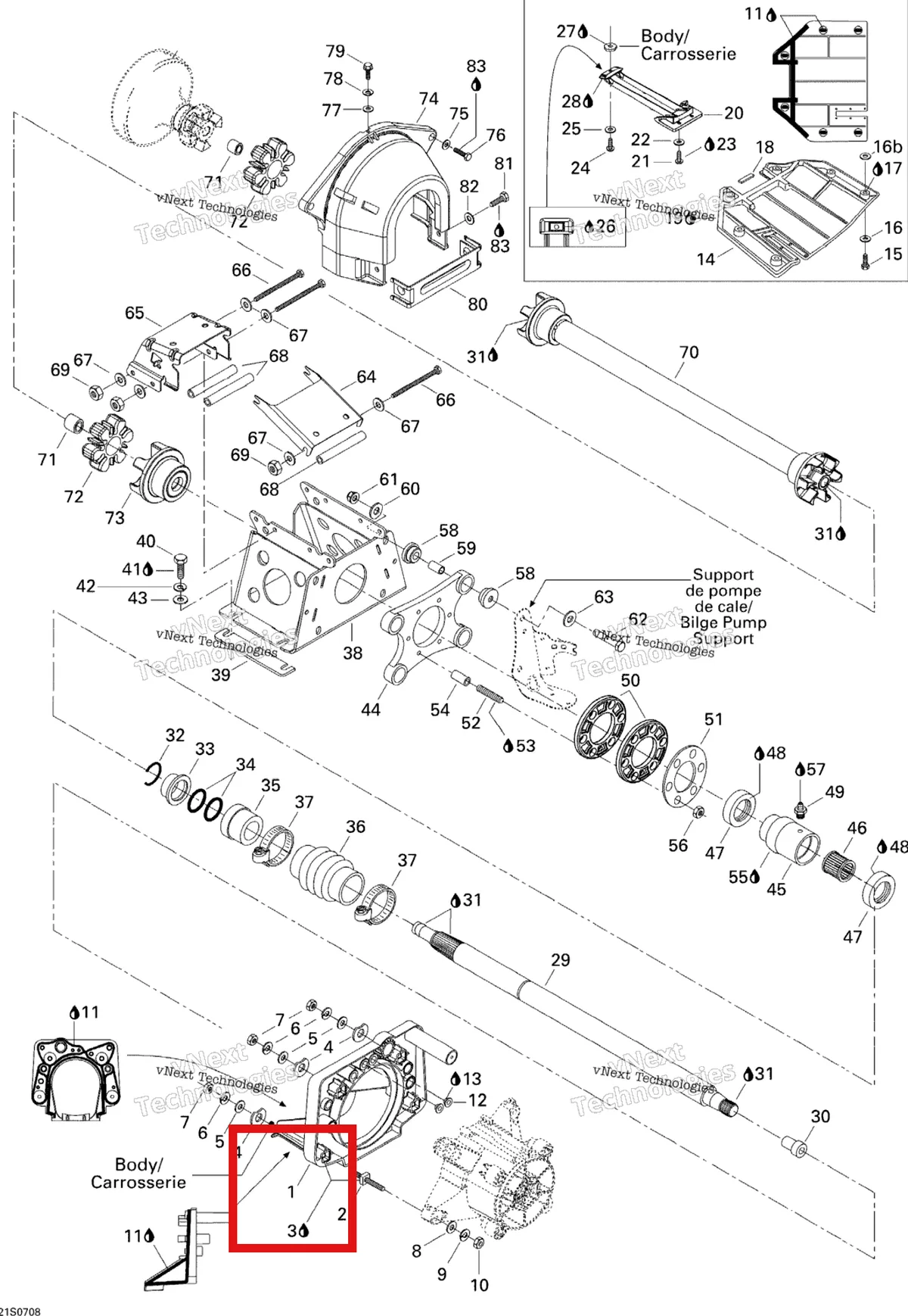Деталь 271001531 на схеме узла 2007 Sea-Doo 3D 947 DI Propulsion
