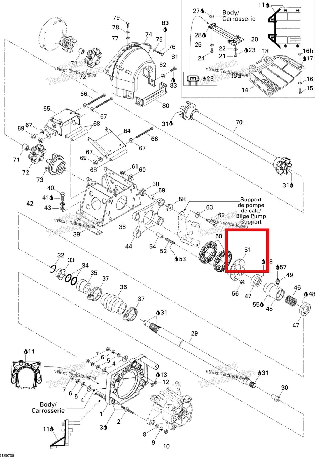 Деталь 272000051 на схеме узла 2007 Sea-Doo 3D 947 DI Propulsion