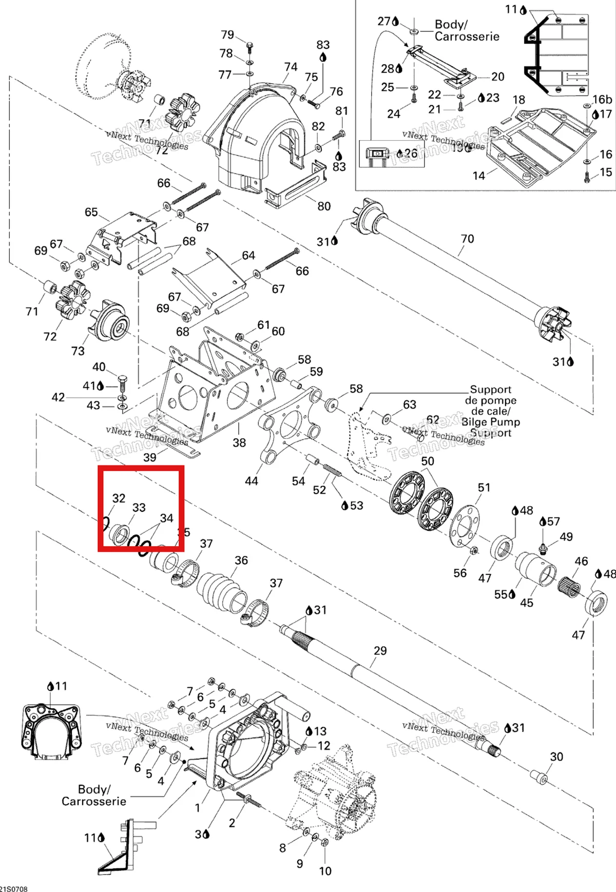 Деталь 272000064 на схеме узла 2007 Sea-Doo 3D 947 DI Propulsion