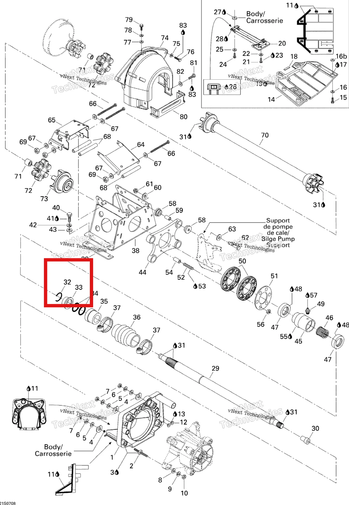 Деталь 272000135 на схеме узла 2007 Sea-Doo 3D 947 DI Propulsion