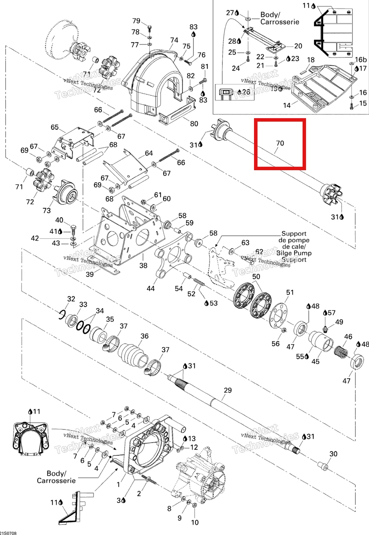 Деталь 272000154 на схеме узла 2007 Sea-Doo 3D 947 DI Propulsion