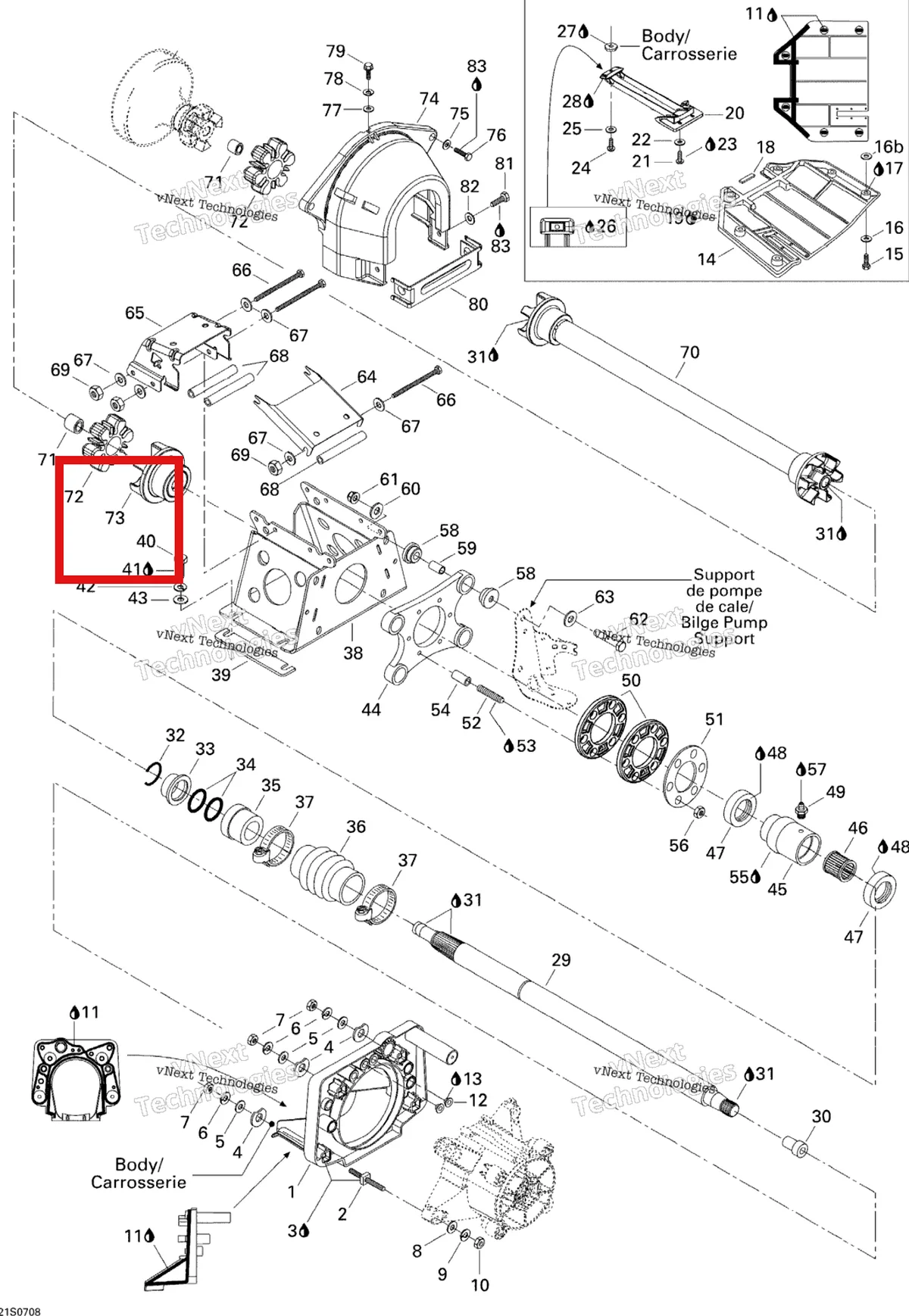 Деталь 272000158 на схеме узла 2007 Sea-Doo 3D 947 DI Propulsion