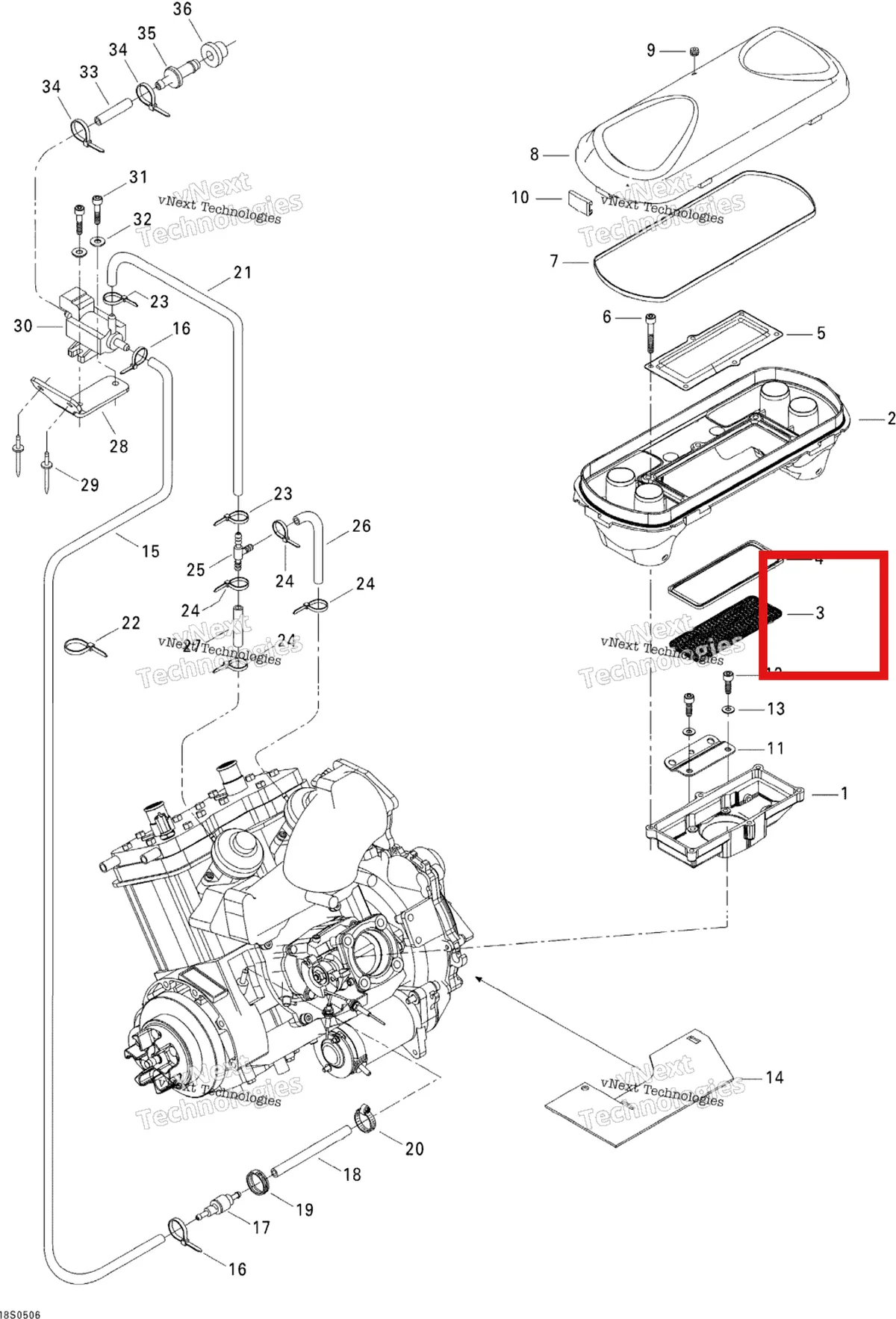 Схема применяемости: Flame Arrester Sea-Doo 273000118