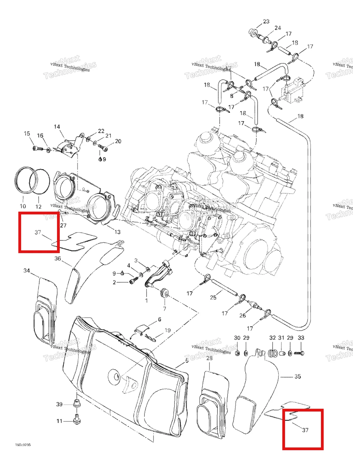 Схема применяемости: Защита накладка Sea-Doo 273000165