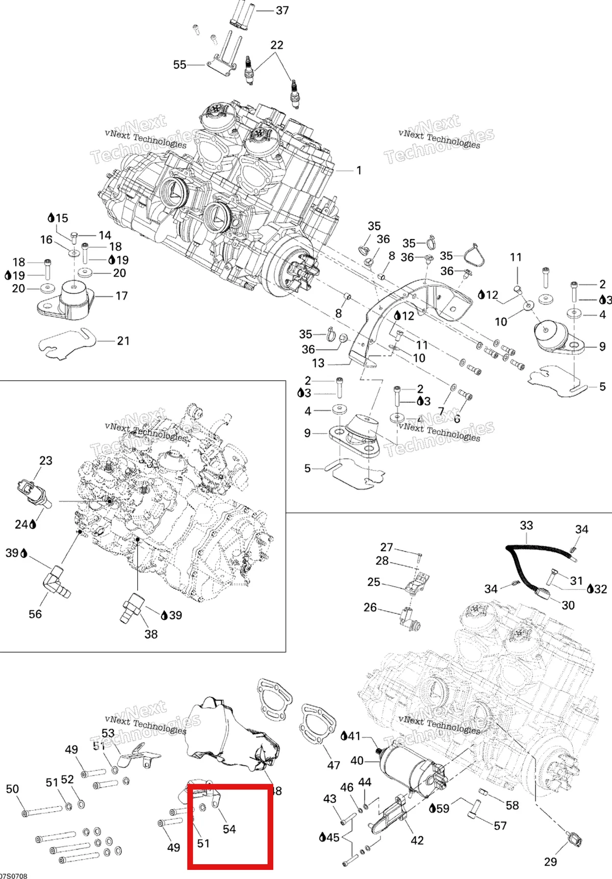 Деталь 273000169 на схеме узла 2007 Sea-Doo 3D 947 DI Engine