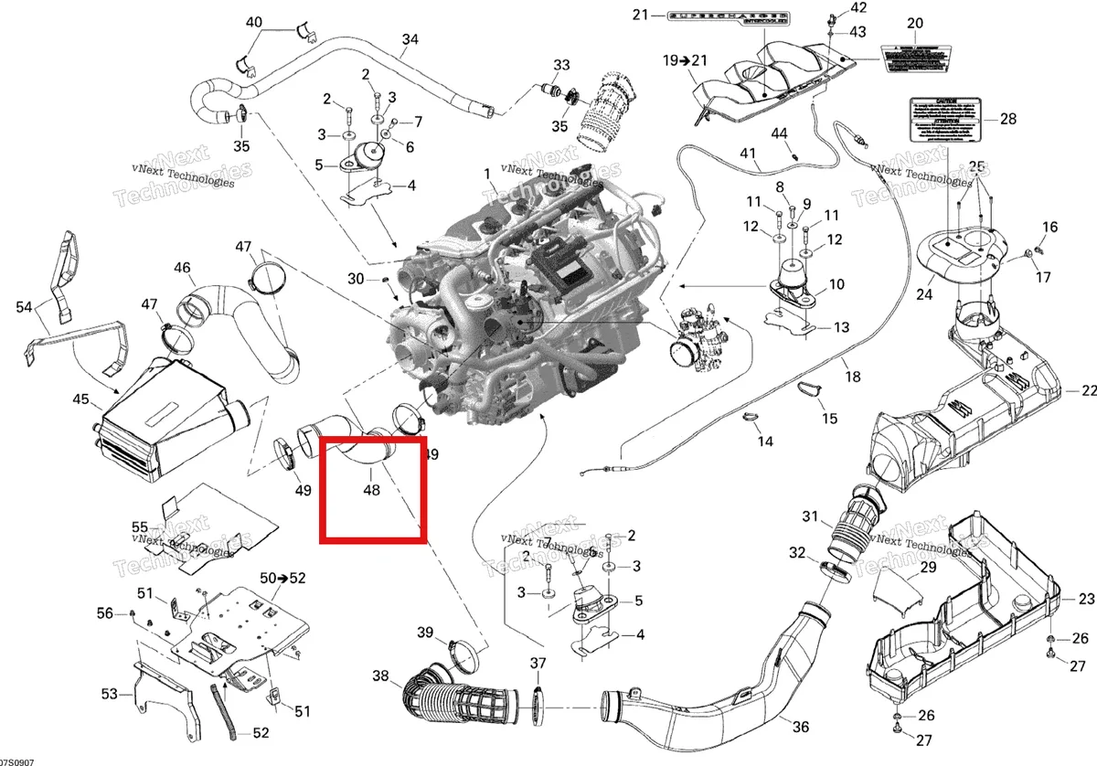 Деталь 273000241 на схеме узла 2009 Sea-Doo RXP-X 255 and 255 RS Engine And Air Intake Silencer