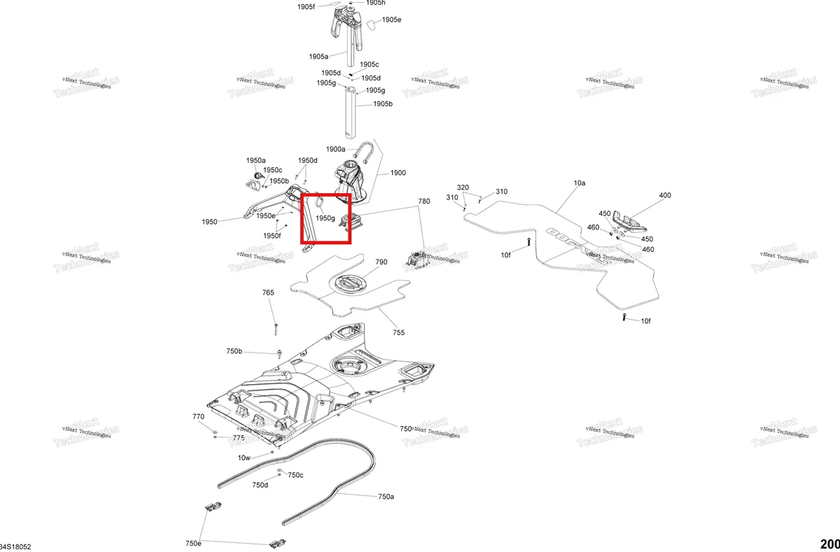 Деталь 273000261 на схеме узла 2018 Sea-Doo WAKE PRO 230 Body Rear Part - Wake Package Pro