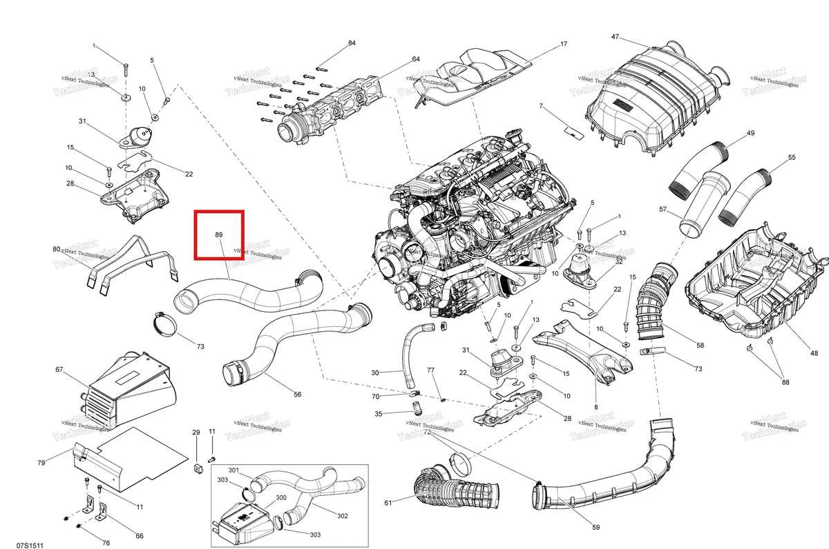 Деталь 273000282 на схеме узла 2015 Sea-Doo RXP-X 260 & RS Engine