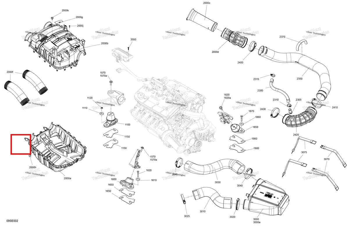 Деталь 273000290 (Воздушный глушитель шланг Sea-Doo RXP (2016) (273000290)) на схеме узла 2025 Sea-Doo GTR - 230 - STD - 36SE - Eclipse Black Engine - System