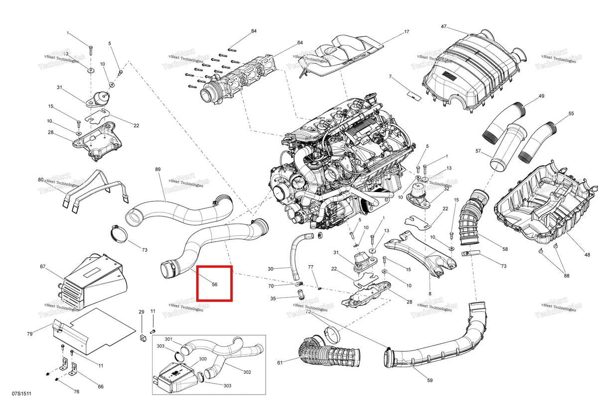 Деталь 273000300 на схеме узла 2015 Sea-Doo RXP-X 260 & RS Engine