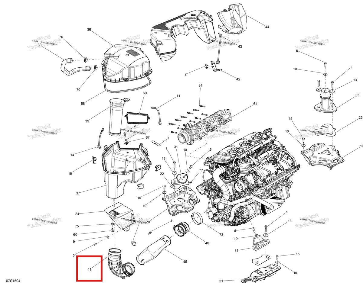 Деталь 273000347 на схеме узла 2015 Sea-Doo GTX S 155 Engine
