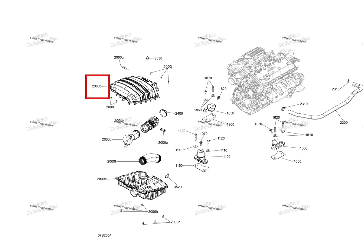 Деталь 273000371 (Airbox крышка Sea-Doo GTX (2016) (273000371)) на схеме узла Engine