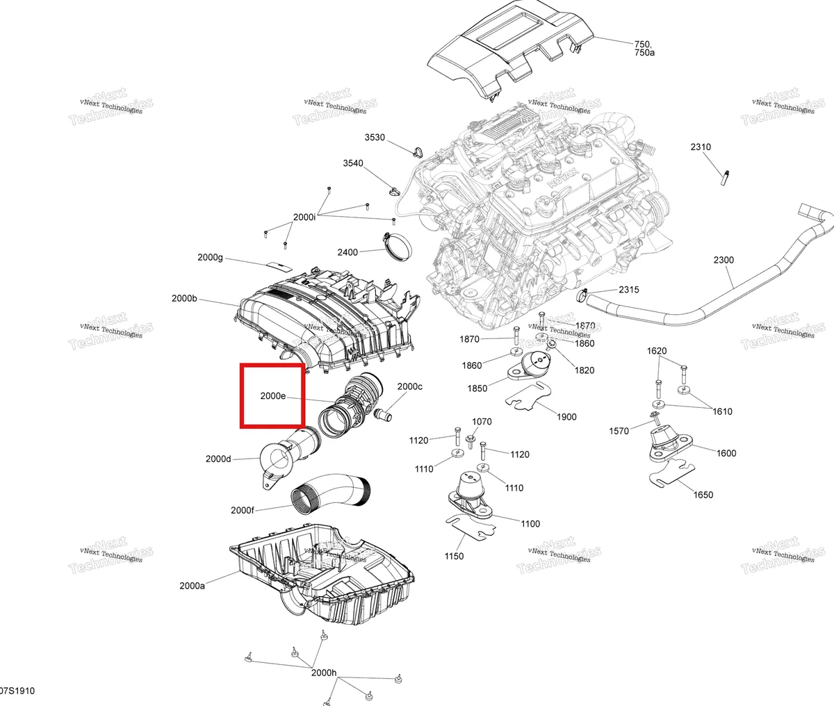 Деталь 273000382 на схеме узла 2019 Sea-Doo GTX 155 Engine