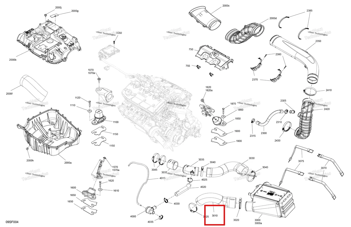 Схема применяемости: Formed компрессор шланг Out Sea-Doo RXP 325 X (2026) (273000420)