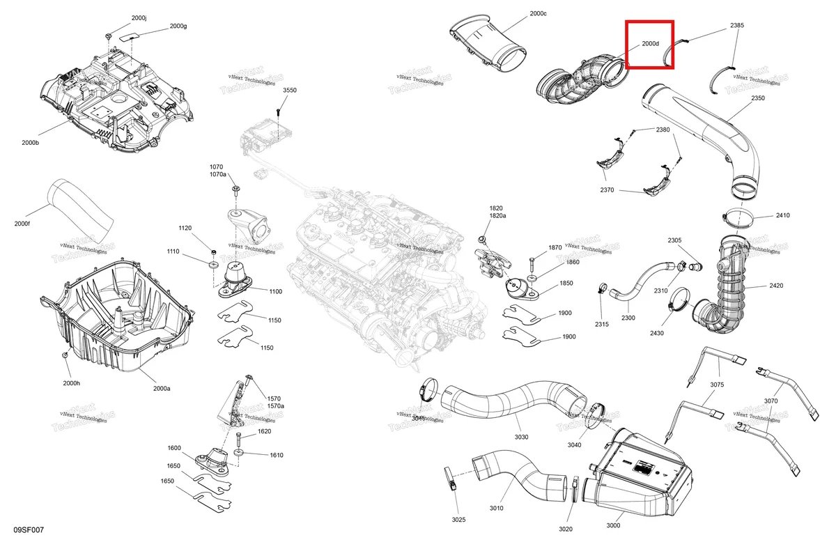 Схема применяемости: Впуск воздуховод глушитель Out Sea-Doo RXP 325 X (2026) (273000428)
