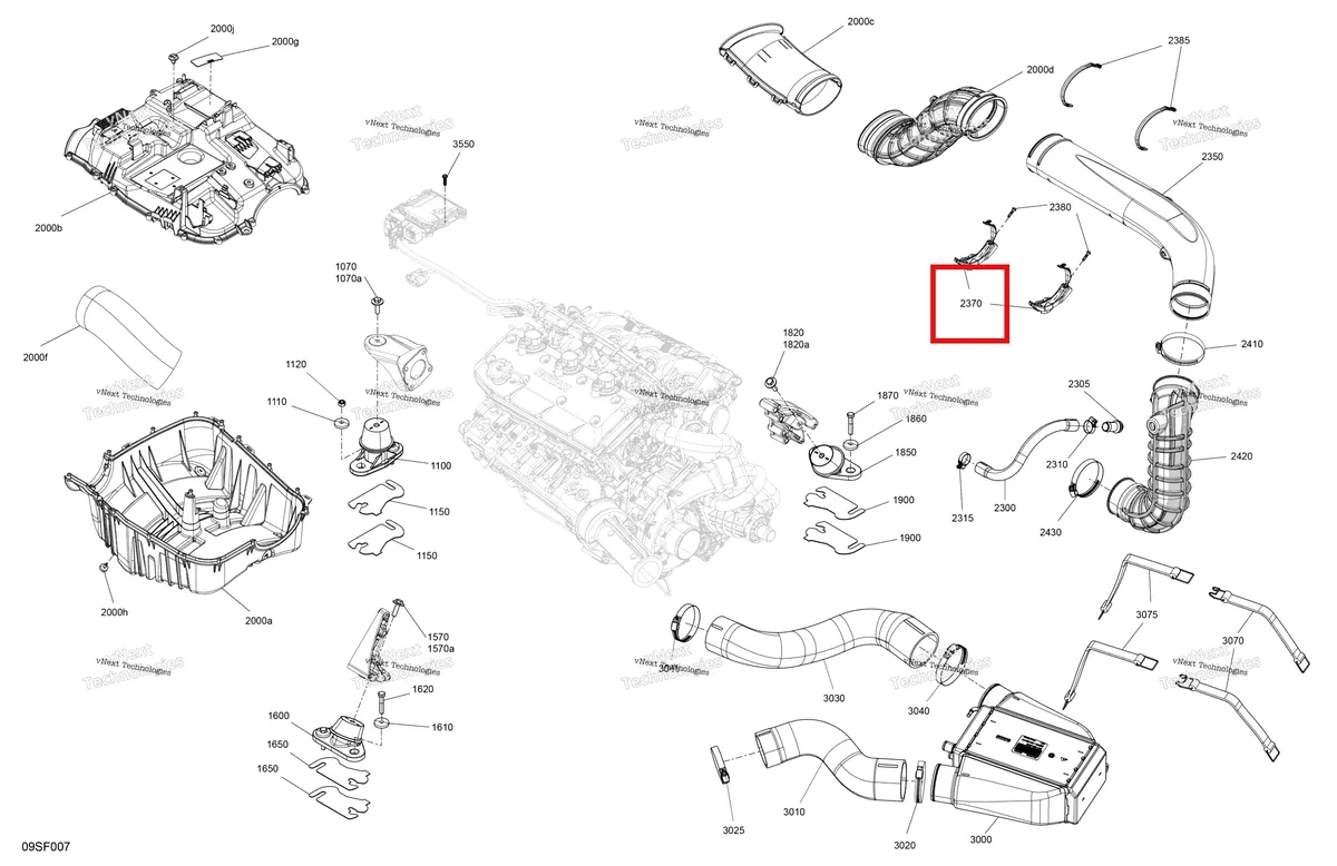 Схема применяемости: Воздуховод опора Sea-Doo RXP 325 X (2026) (273000431)